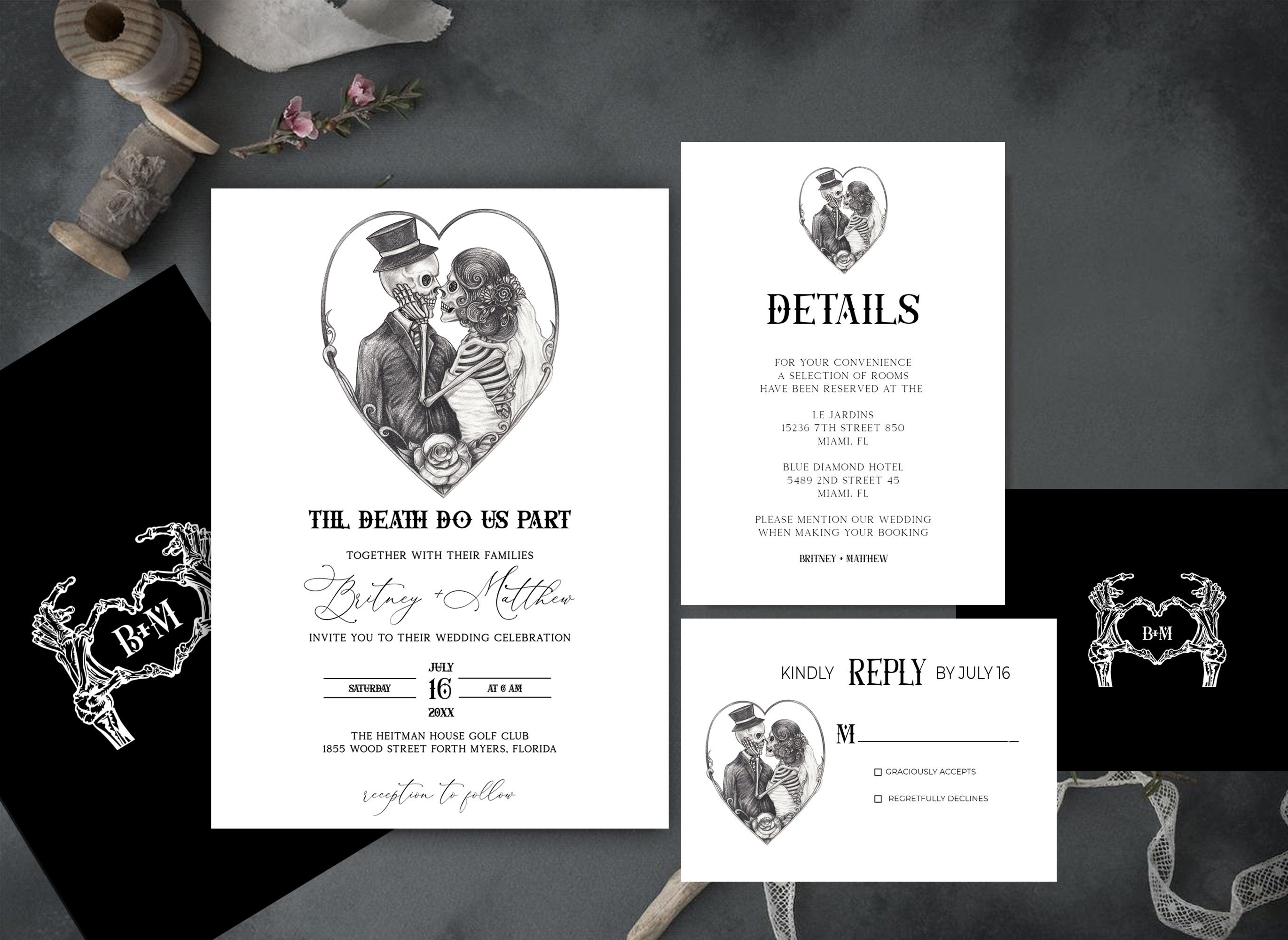 Til Death Do Us Part Url Card Til Death Do Us Part Skull Wedding Invitation Set Gothic - Etsy UK