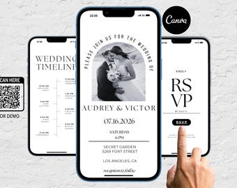 Wedding Website Invitation and Rsvp, Clickable RSVP Form, Canva Website Template, Trackable RSVP, Web Invitation with RSVP, Online