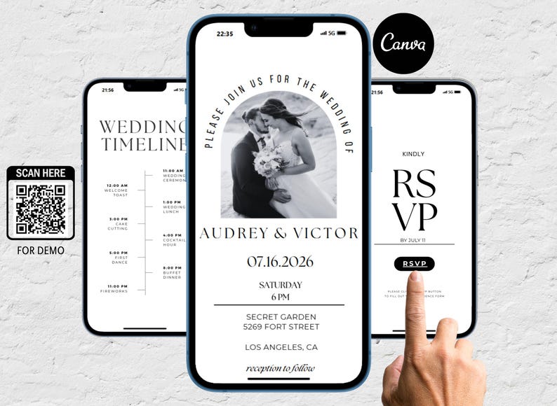 Wedding Website Invitation and Rsvp, Clickable RSVP Form, Canva Website Template, Trackable RSVP, Web Invitation with RSVP, Online