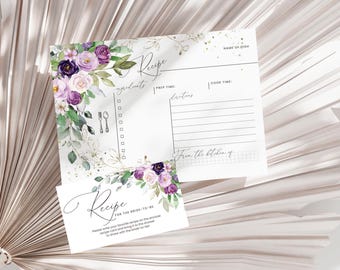 Recipe Card Template, Recipe for bride to be, Printable Bridal Shower Recipe Insert, Shower Recipe Card Template