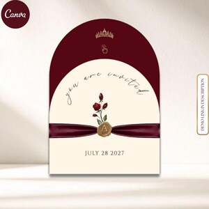 Burgundy Arch Quinceañera Website Template, Mis Quince Años Digital Invitation, Trackable RSVP, Elegant, Butterflies, Floral, Debut, Bundle