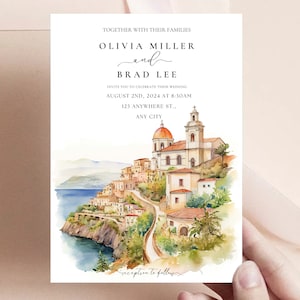 Hochzeitseinladung Italien, Save the Date, Sizilien Toskana Florenz Provence, Aquarell Italien