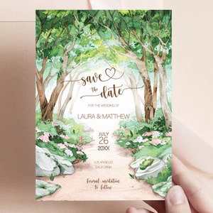 Forest Save the Date Template, Boho Save the Date, Enchanted Forest, Mountain Save the Date,  Woodland Save the Date, Garden Save the Date