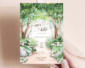 Forest Save the Date Template, Boho Save the Date, Enchanted Forest, Mountain Save the Date,  Woodland Save the Date, Garden Save the Date
