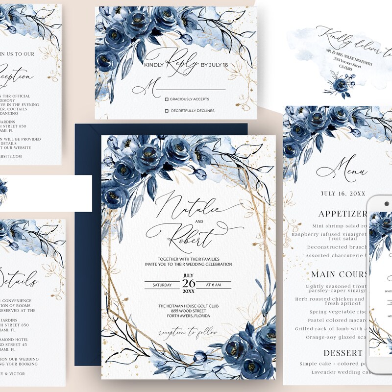 Navy Gold Wedding - Etsy