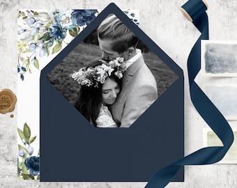 Photo Envelope Liner Template, Save the Date Envelope, Printable Envelope Liner With Picture, Engagement Envelope, A7 Square Flap Liner