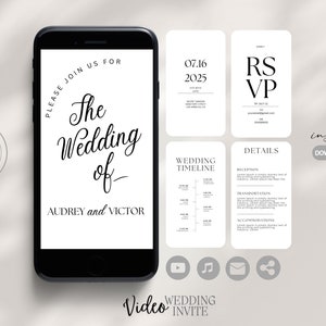 Video wedding invite, animated wedding invite, electronic invite, video invitation, digital invitation, video canva template, video rsvp