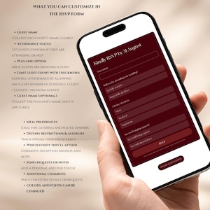 Burgundy Wedding Website Template, Trackable RSVP, Canva (Digital Download), Arch Invites, Old Money Website, Add Music, Burgundy and Cream