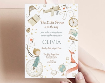 Little Prince Baby Shower Invitation, Le Petit Prince Baby Shower, Prince Baby Boy, Printable Little Prince, Little Prince Theme, Baby Boy