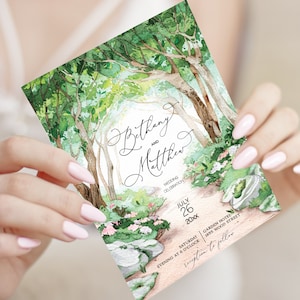 Forest Wedding Invitation Template, Tree Wedding Invitation, Enchanted Wedding, Mountain Wedding,  Woodland Wedding, Garden Wedding Invite