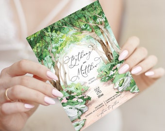 Forest Wedding Invitation Template, Tree Wedding Invitation, Enchanted Wedding, Mountain Wedding,  Woodland Wedding, Garden Wedding Invite
