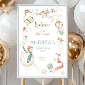 Little Prince Birthday Welcome Sign, Le Petit Prince Birthday, Prince Baby Boy, Printable Little Prince, Little Prince Theme, Baby Blue