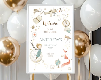 Little Prince Birthday Welcome Sign, Le Petit Prince Birthday, Prince Baby Boy, Printable Little Prince, Little Prince Theme, Baby Blue