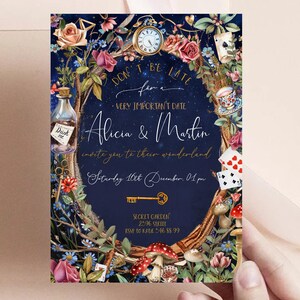 Alice in Wonderland Invitation, Alice in wonderland wedding, Mad Tea Party, Printable Alice, Alice Wonderland Template, Wonderland Wedding