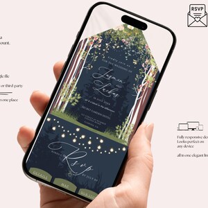 Enchanted Forest Wedding Invitation Website, Clickable RSVP, Mountain Wedding, Woodland Wedding, Pine Forest, Starry Night Wedding