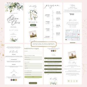 Greenery Canva Wedding Website Template with Trackable RSVP Link, Clickable RSVP, Canva Website Template, Countdown, Details, Multilingual, Opening Envelope, Wax Seal