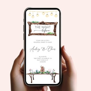 Rehearsal Dinner Invitation, Electronic Dinner Invite, Digital Rehearsal, Dinner Text Invite, The night Before, Rehearsal Evite, Editable