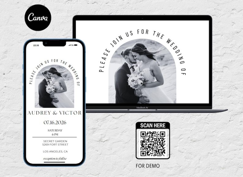 Wedding Website Invitation and Rsvp, Clickable RSVP Form, Canva Website Template, Trackable RSVP, Web Invitation with RSVP, Online