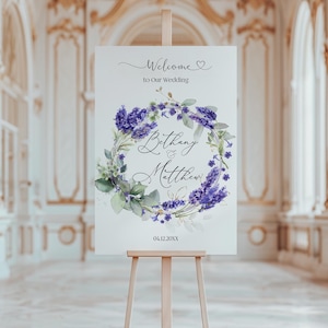 Lavender Wedding Wedding Welcome Template, Greenery Wedding, Printable Wedding Welcome, Welcome Sign Template