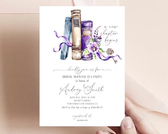 Book Bridal Shower Invitation, Library Shower Invitation, New Chapter Begins, Book Lover Invitation, Bridal Shower Invitation Book, Themed
