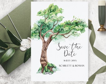 Tree Save the Date Template, Watercolor Tree, Forest Save the Date, daisy save the date, Simple Save the date, oak tree save the, Greenery