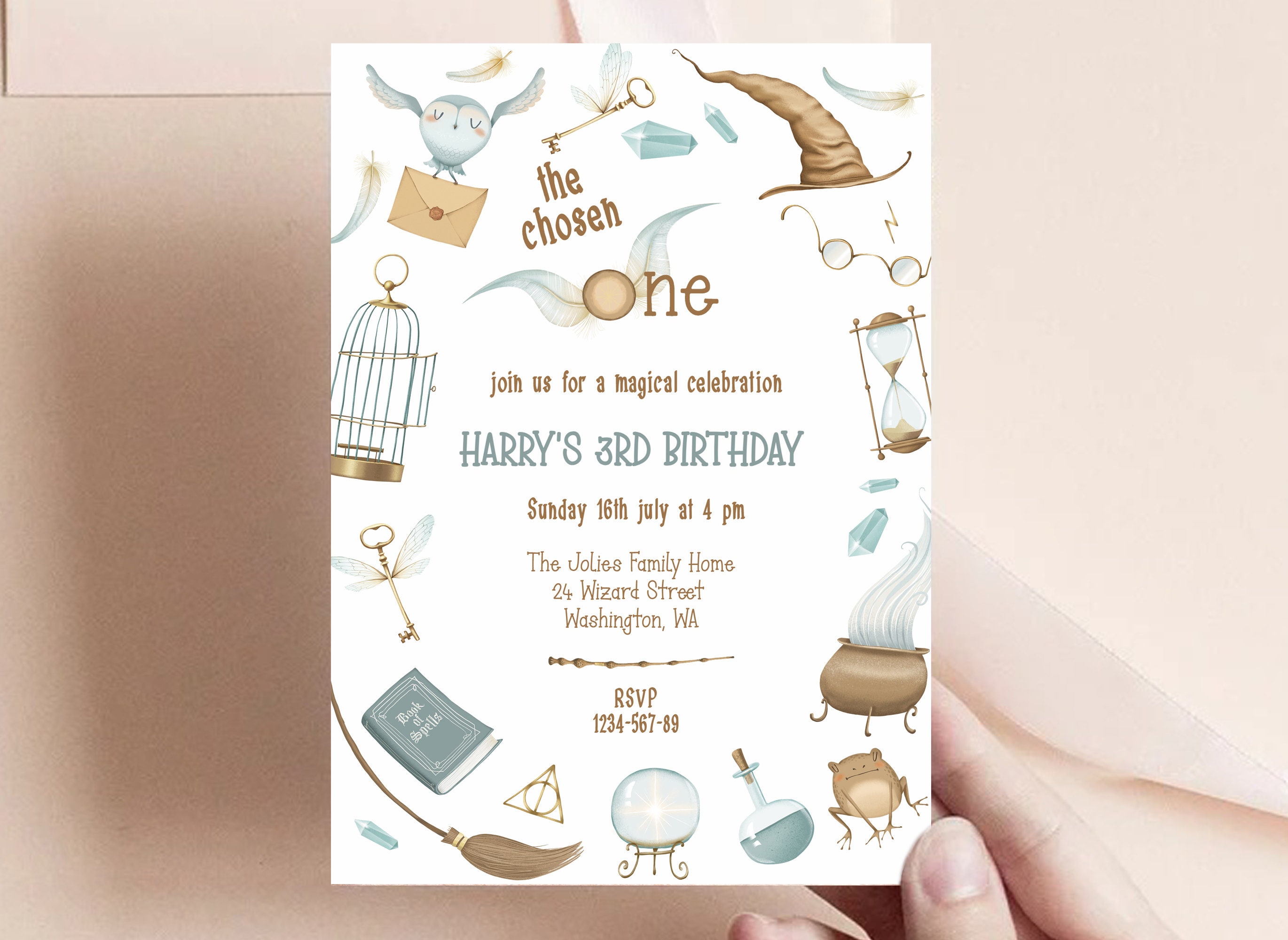 The Chosen One, Wizard Birthday Party Invitation, Magic School