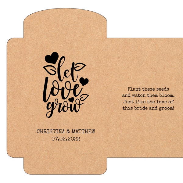 Let Love Grow Seed Packet, Template, DIY Favor, Eco Friendly, Customized Seed Packet, Let Love Grow, Party Favors, Wedding Favor, Seed Paper