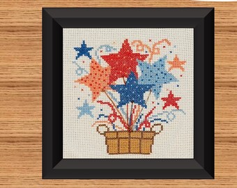 Fourth of July Star Balloons Cross Stitch Pattern (Digital Download)