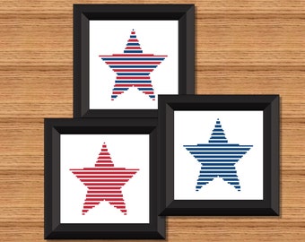 Fourth of July Stars Cross Stitch Pattern