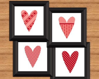 Valentines Day Heart 4-Pack Cross Stitch Pattern