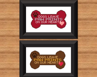 Dog Paw Prints Cross Stitch Pattern: Pet Lover Gift (Digital Download)