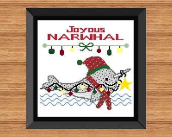 Christmas Narwhal Cross Stitch Pattern: Joyous Holiday Design (Digital Download)