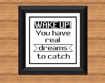 Wake Up Dreams Cross Stitch Pattern: Inspirational Office Decor (Digital Download)
