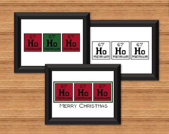 Ho Ho Ho Periodic Table Cross Stitch - Chemistry Periodic Table - Chemical Elements Cross Stitch