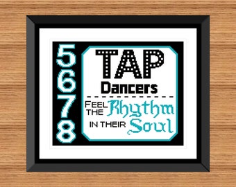 Tap Dancers Cross Stitch Pattern: Rhythm Quote (Digital Download)
