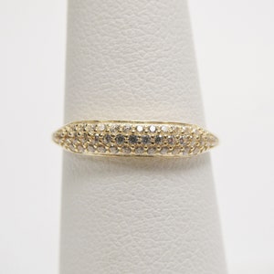 real 10k solid yellow gold women's classic micro pave setting ring