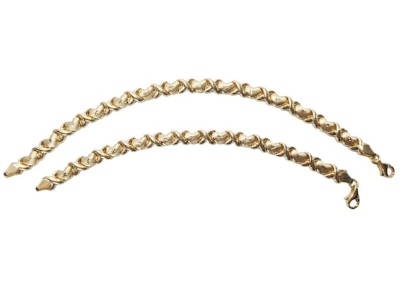 Real 10k Solid Yellow Gold 5.5/ 6.5 Inch Children/women Xo Heart