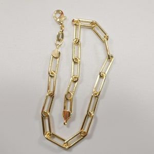 7.5 / 10 inch 14k gold filled paper clip chain ladies  bracelet