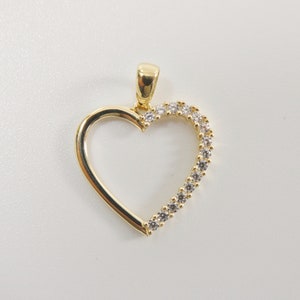 14k real solid yellow gold heart high polish charm pendent