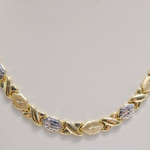 echte 925 sterling silver xoxo hugs and kisses Halskette zweifarbiges 14k Gelbgold-Finish