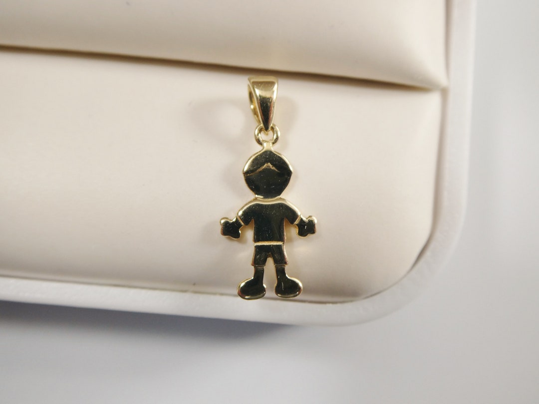 14k Real Solid Yellow Gold Baby Boy Charm Pendent Etsy