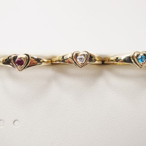 10k solid yellow gold baby children heart shaped color stone ring
