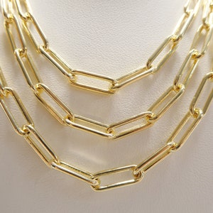 5mm 18k gold filled paper clip chain necklace 16&quot;-18&#39;-20&quot;