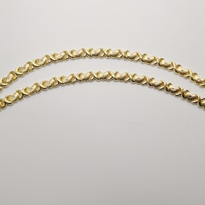 echtes 925 Sterlingsilber / 6 /6.5 / 7-Zoll-Mini-Xoxo-Herzarmband, alle in Gelbton 14k Gelbgoldfarbe