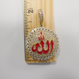 Real 925 Sterling Silver Large Muslim Allah Pendent Full Ice Stone ...