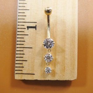 14k real solid yellow gold flower belly button ring piercing afbeelding 6