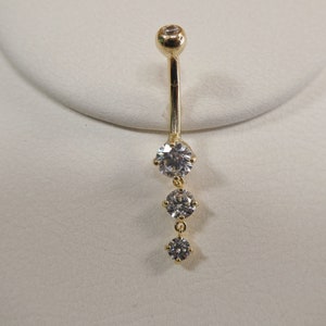 14k real solid yellow gold flower belly button ring piercing afbeelding 1