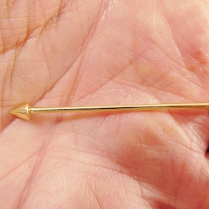14k real solid yellow gold spike straight barbell belly button ring piercing