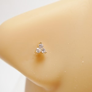 14k real solid yellow gold triangle long stud nose rings