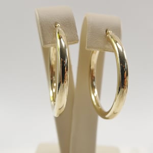 14K real solid yellow gold 3mm round hoop earrings snap closure high polish finish